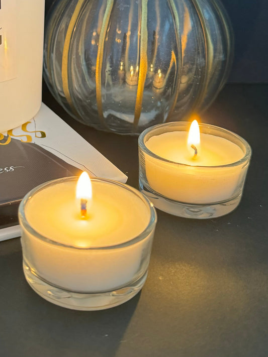 Glass Tea Light Candles - 4 Pack Minted Nectar