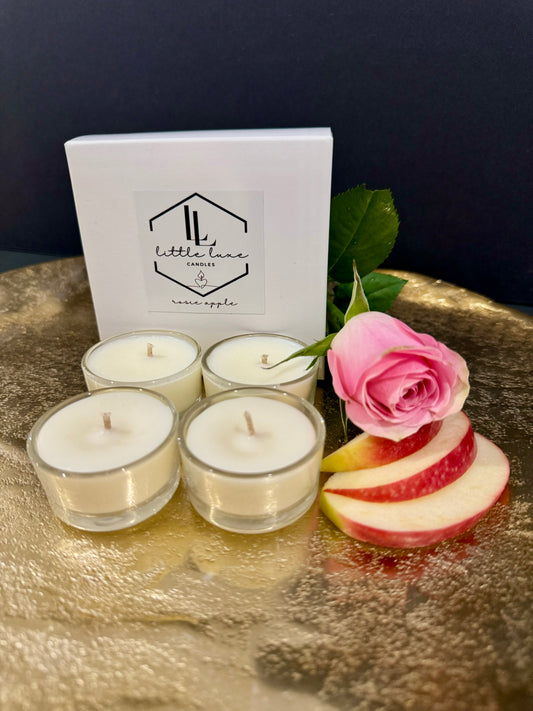 Glass Tea Light Candles - 4 Pack Rosie Apple