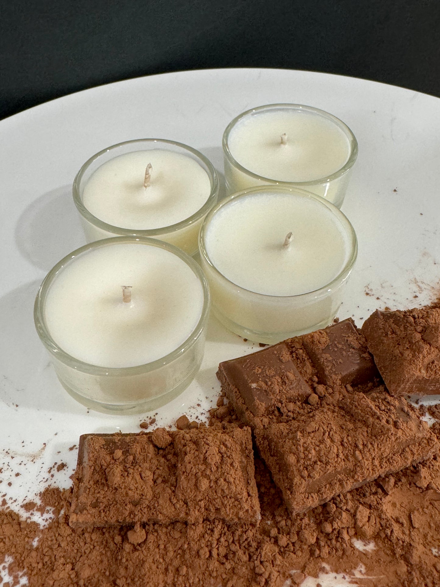 Glass Tea Light Candles - 4 Pack Choc Fudge